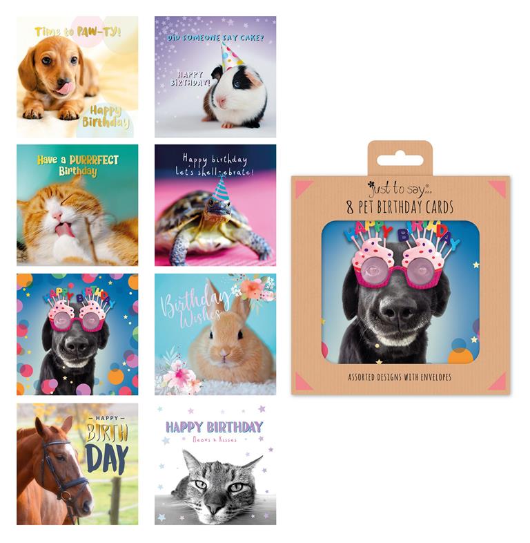 8 PACK CUTE ANIMAL GREETING CARDS