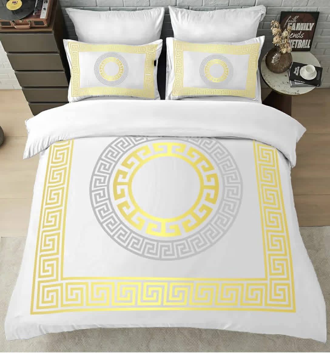 GREEK BED SET - WHITE
