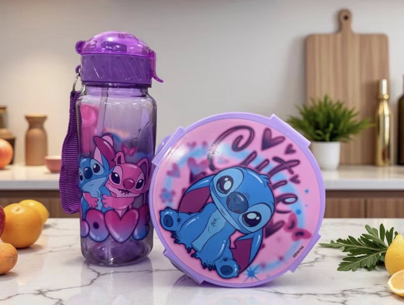 STITCH WATER BOTTLE AND LUNCH SET