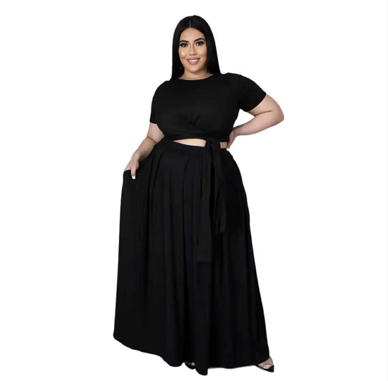 LADIES PLUS SIZE 2PC SKIRT SET