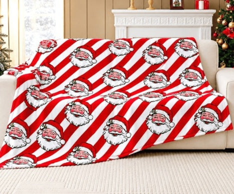 SANTA FACE CHRISTMAS KING SIZE BLANKET