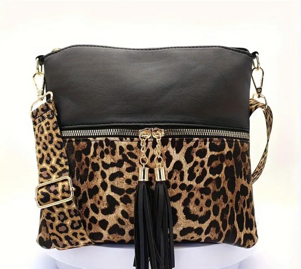 CONTRAST LEOPARD PRINT CROSSBODY BAG