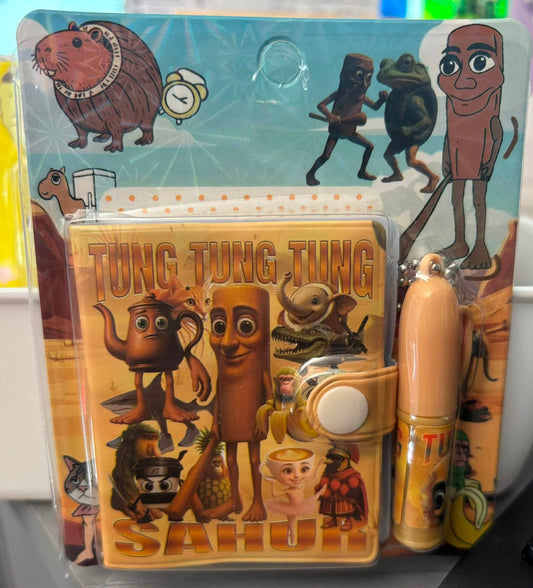 BRAINROT TUN TUNG MINI NOTEBOOK AND PEN SET