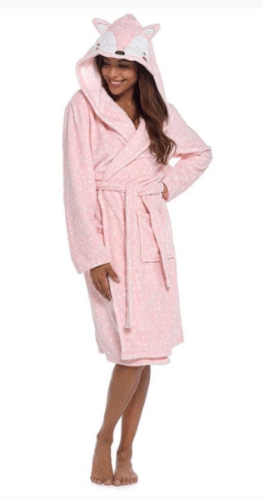 LADIES PINK HOODED ROBE