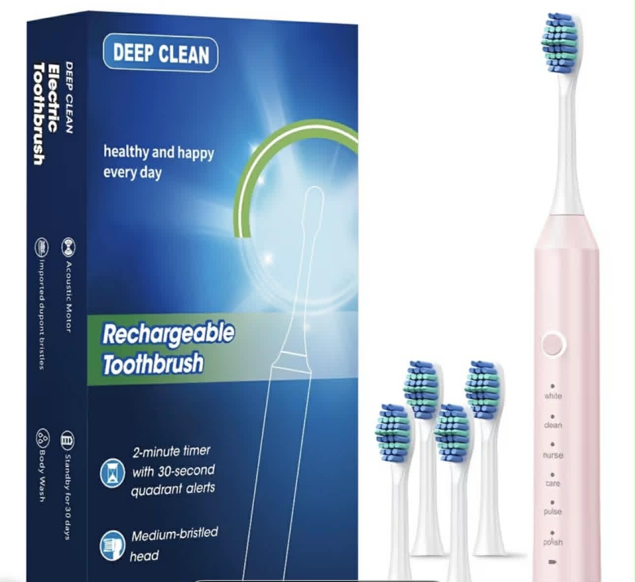 TOOTHBRUSH PINK WITH SPARE HEADS - PINK