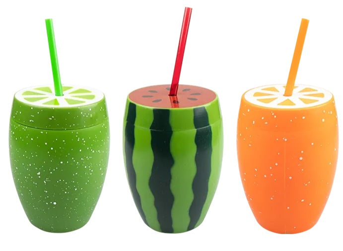 LARGE SUMMER FRUIT CUP & STRAWS